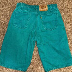 Vintage 90s Levi 560 Teal Denim Shorts  Size: 32